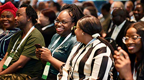 Attendees interacting and networking during World Health Expo Johannesburg